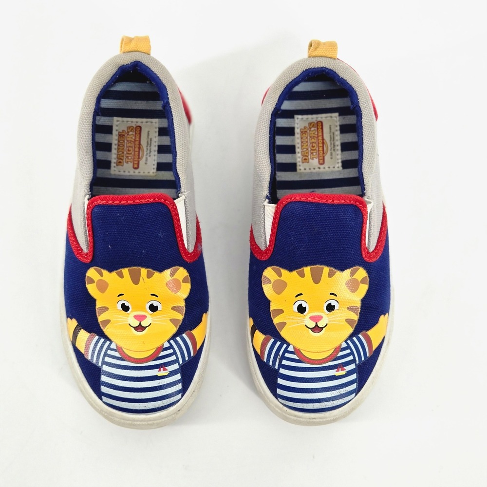 Daniel Tigers Neighborhood Kids Size 10 Blue Canvas Slip On Loafer Shoes GUC